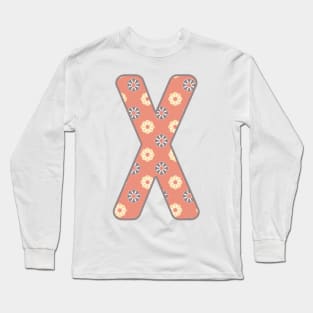 MONOGRAM LETTER X PINK FLORAL TYPOGRAPHY DESIGN Long Sleeve T-Shirt